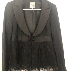 Nanette Lapore Black Lace Tuxedo Jacket